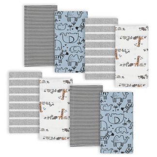8-Pack Baby Boys Jungle Flannel Burp Cloths