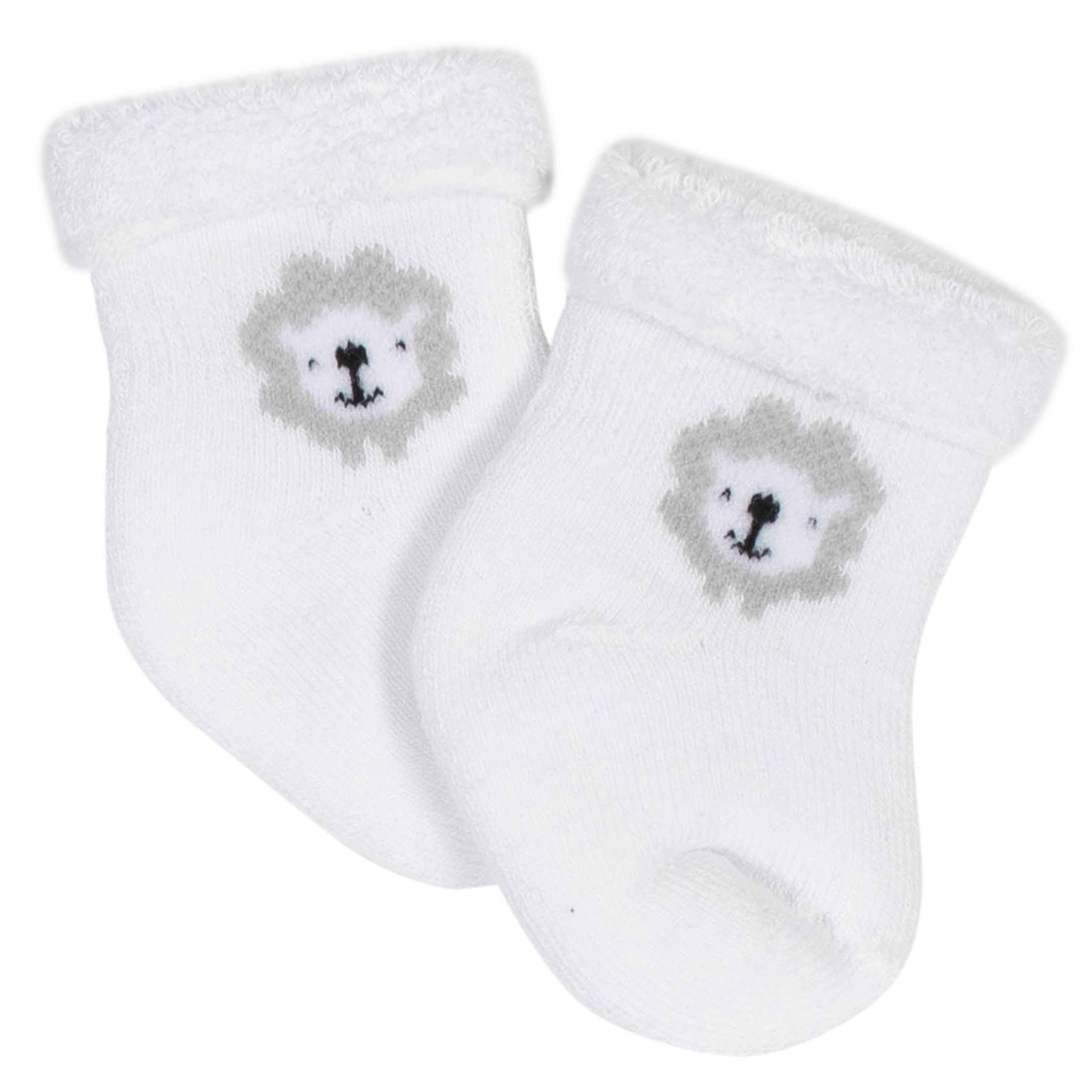 Gerber® 6-Pack Baby Neutral Sheep Wiggle-Proof® Terry Bootie Socks - Image 4