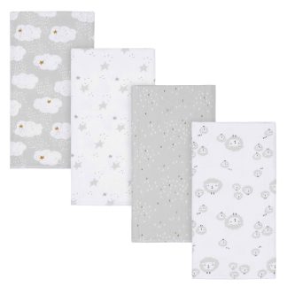 4-Pack Baby Neutral Sheep Flannel Burp Cloths