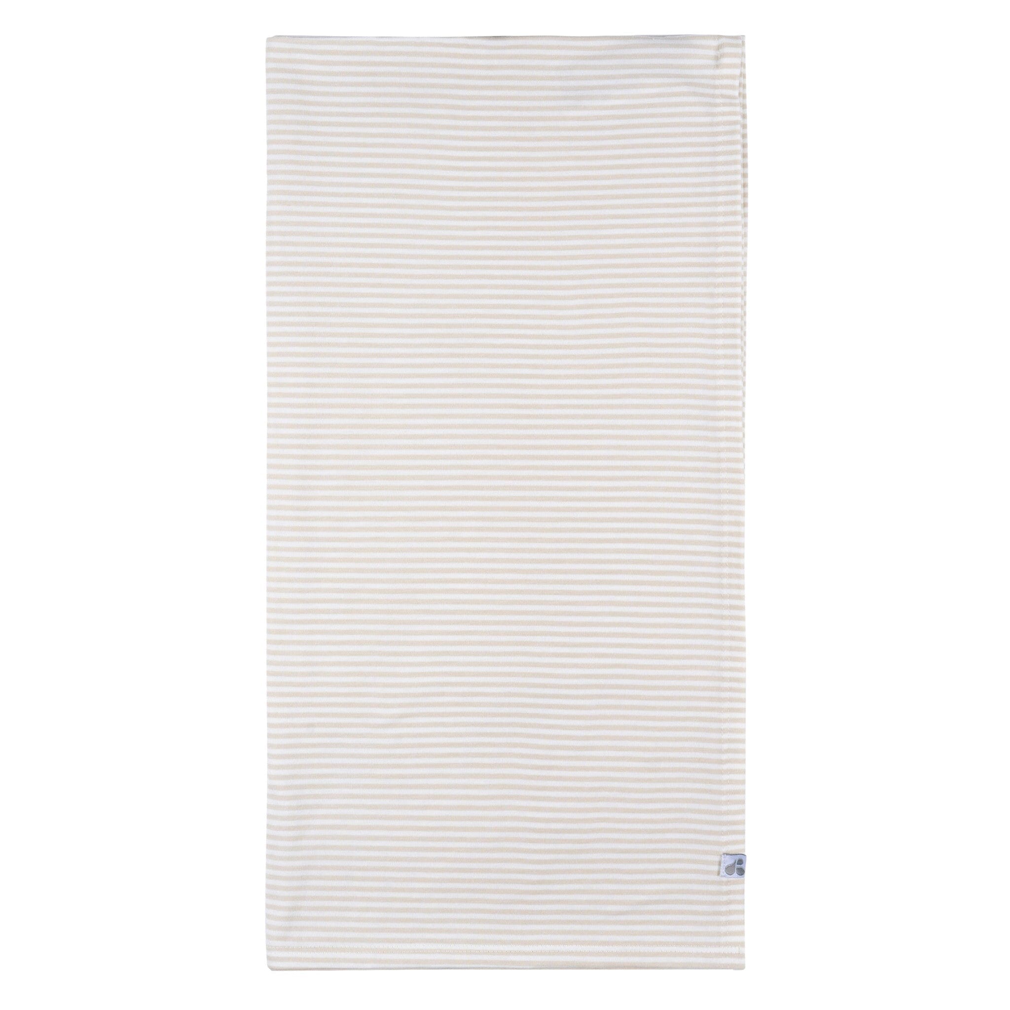 2-Piece Baby Neutral Tan Stripe Swaddle Blanket & Hat Set - Image 4
