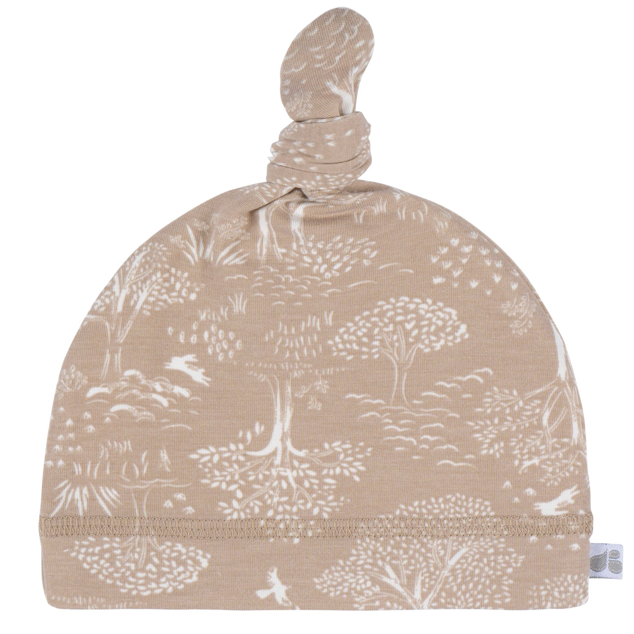 2-Piece Baby Neutral Ivory Tan Forest Swaddle Blanket & Hat Set - Image 2