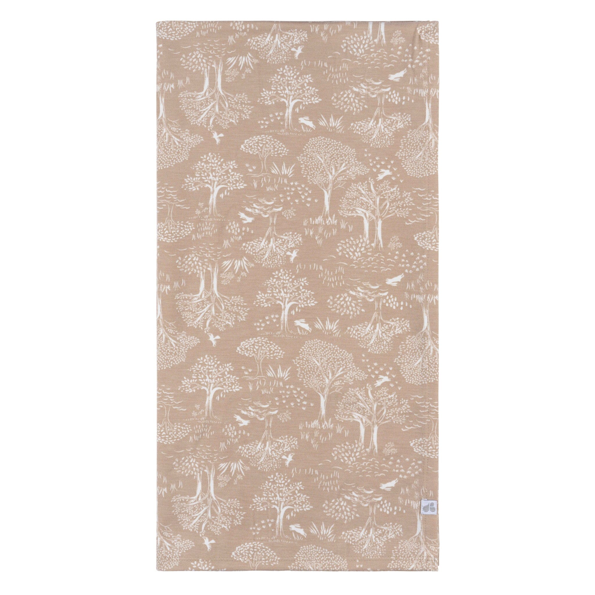 2-Piece Baby Neutral Ivory Tan Forest Swaddle Blanket & Hat Set - Image 3