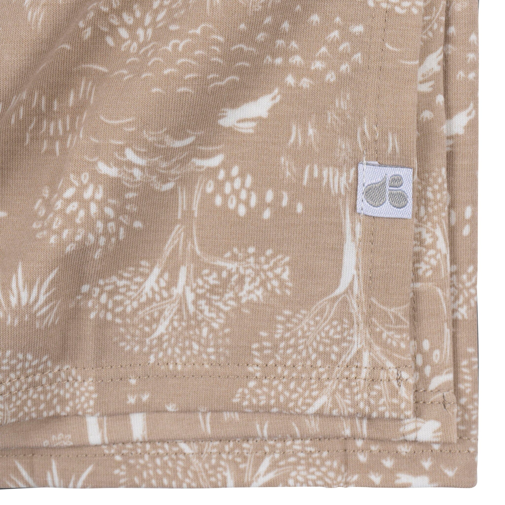 2-Piece Baby Neutral Ivory Tan Forest Swaddle Blanket & Hat Set - Image 5