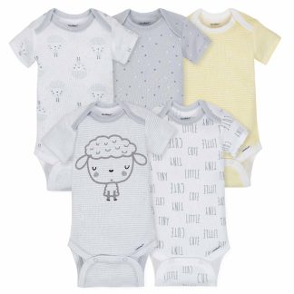 5-Pack Neutral Sheep Short Sleeve Onesies® Bodysuits
