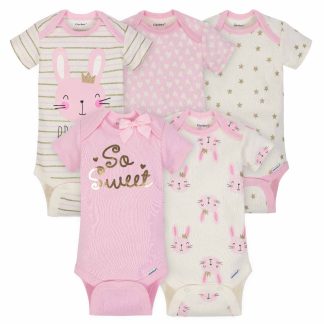 5-Pack Girls Princess Short Sleeve Onesies® Bodysuits