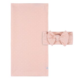 2-Piece Baby Girls Pink Floral Swaddle Blanket & Headband Set