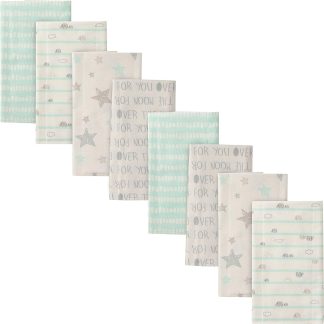 8-Pack Neutral Elephants Flannel Burp Cloths