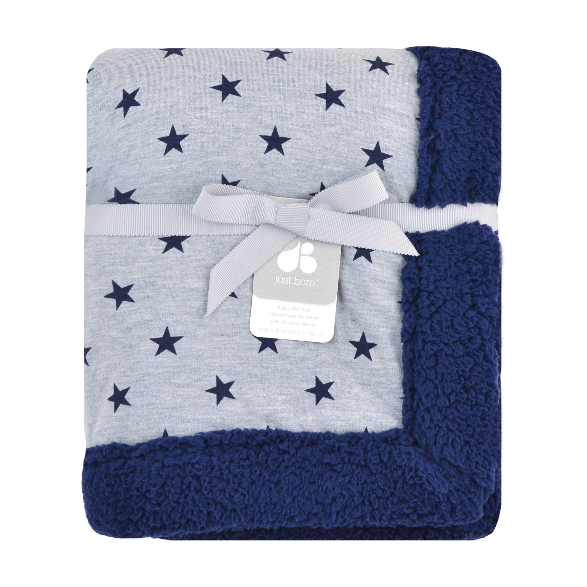 Plush Blanket in Navy and Heather Grey - Image 2
