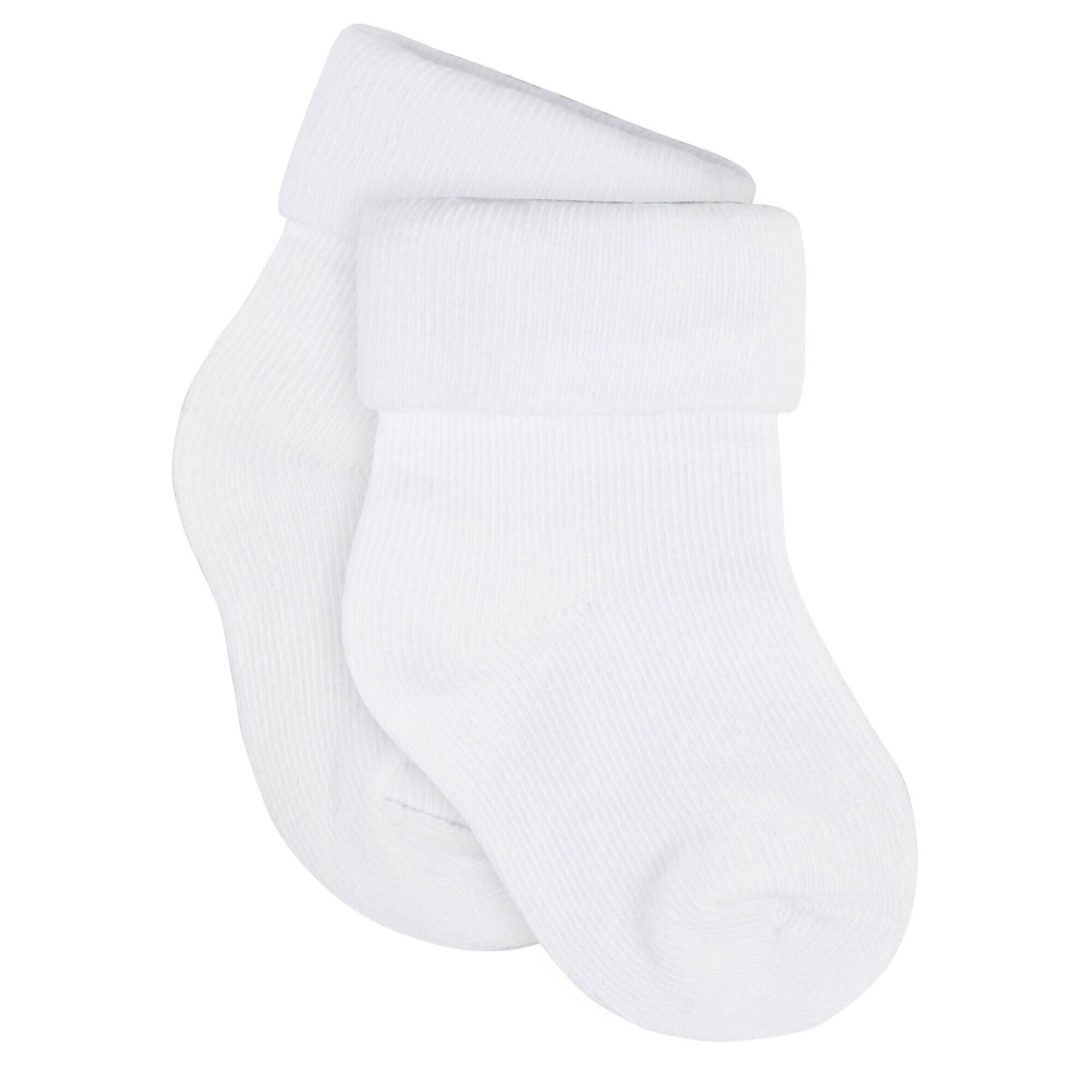 12-Pack Baby Neutral White Jersey Cuffed Bootie Socks - Image 3