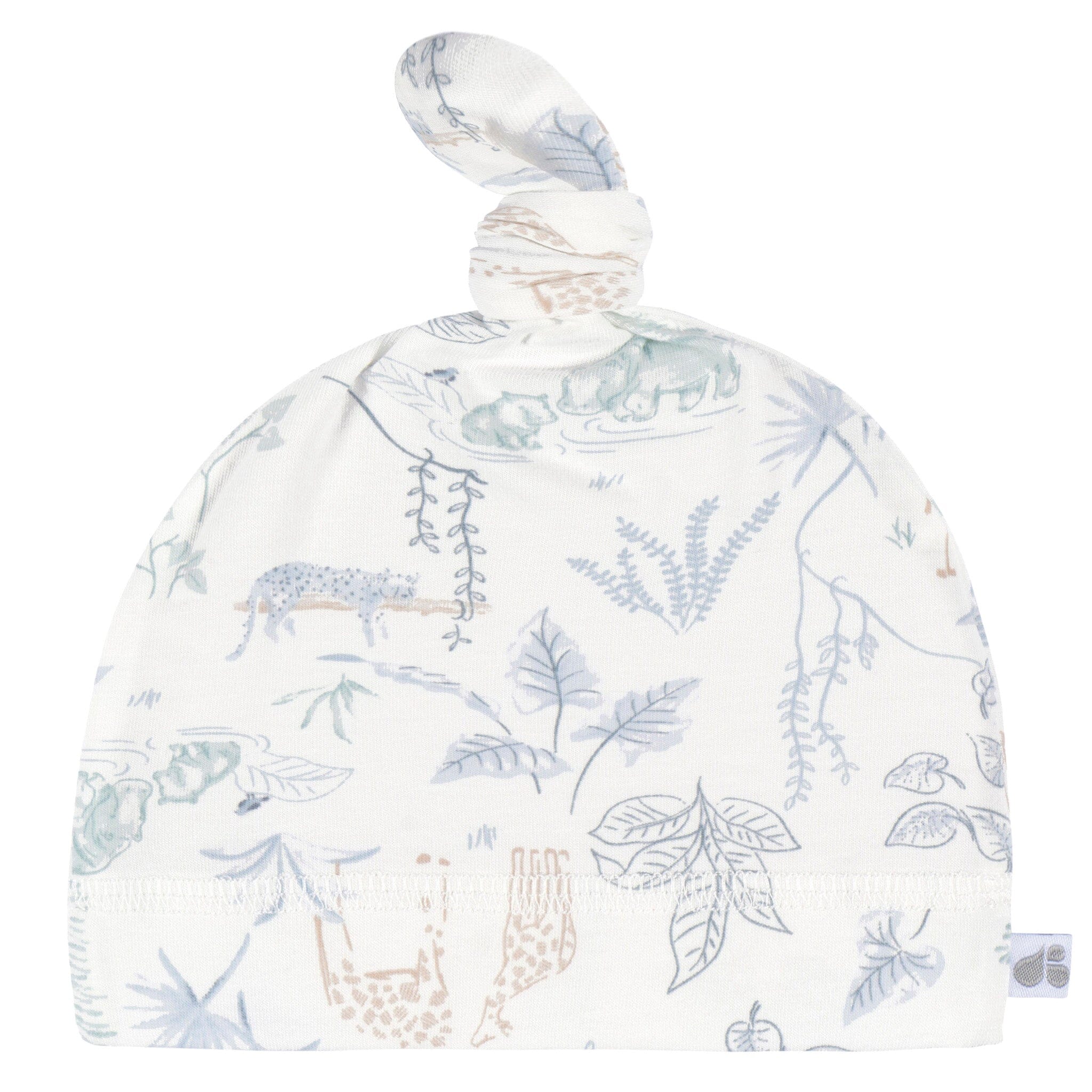 2-Piece Baby Boys Ivory Blue Palms Swaddle Blanket & Hat Set - Image 2