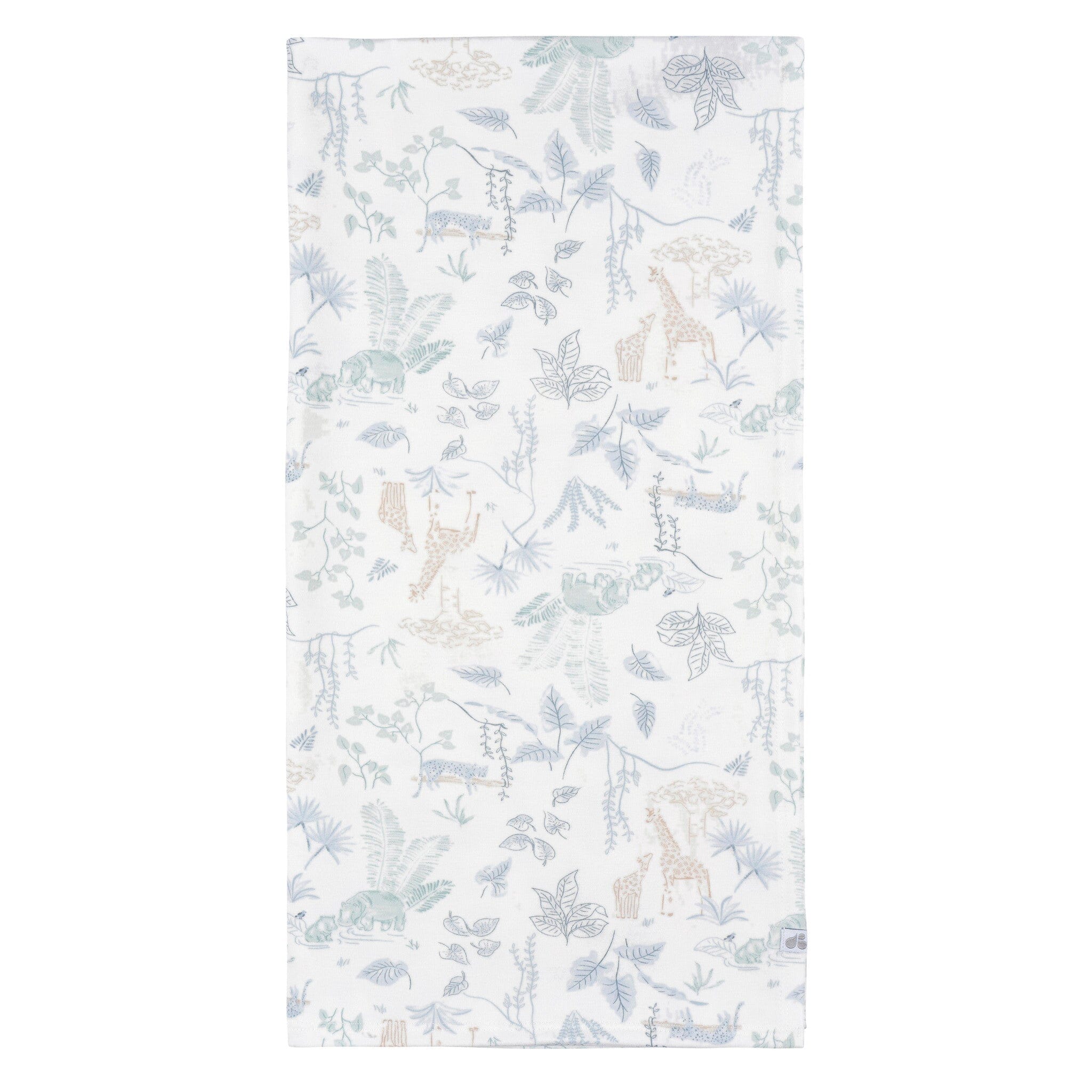 2-Piece Baby Boys Ivory Blue Palms Swaddle Blanket & Hat Set - Image 3