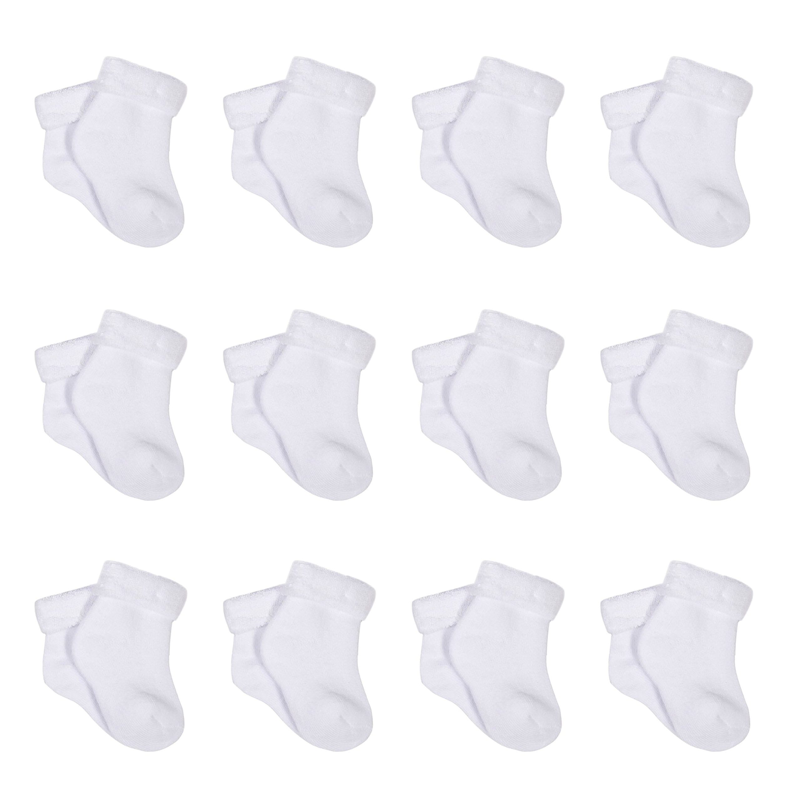 12-Pack White Wiggle Proof® Terry Bootie Socks