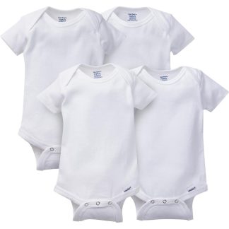 4-Pack White Organic Short Sleeve Onesies® Bodysuits