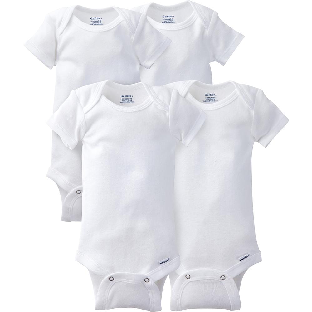 4-Pack Infant & Toddler White Short Sleeve Onesies® Bodysuits - Image 2