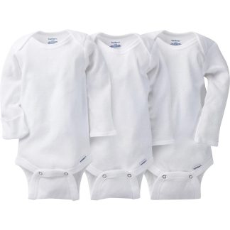 3-Pack White Long Sleeve Onesies® Bodysuits with Mitten Cuffs