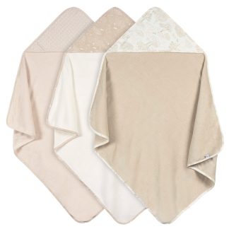 3-Pack Baby Neutral Tan Hooded Towels