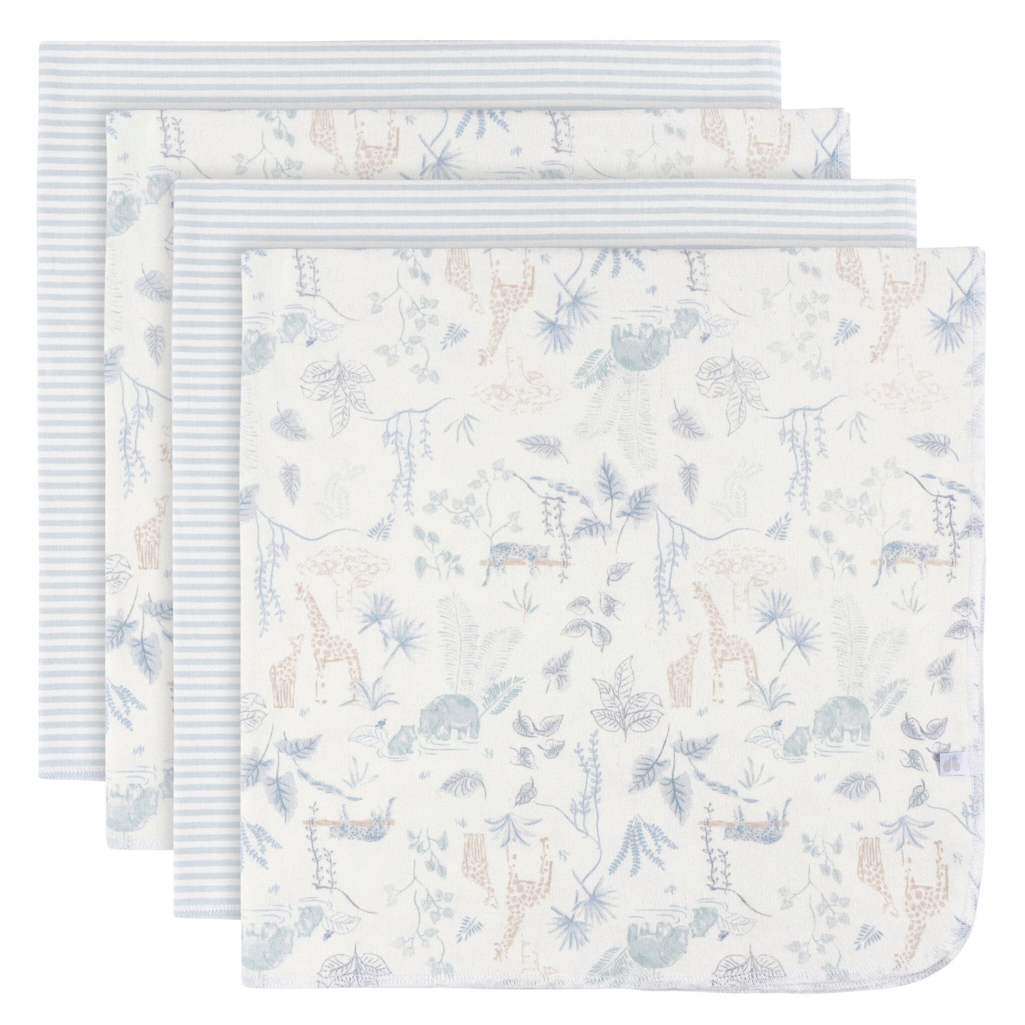 4-Pack Baby Boys Blue Leaf Cotton Flannel Blankets