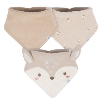 3-Pack Baby Neutral Tan Deer Bandana Bibs