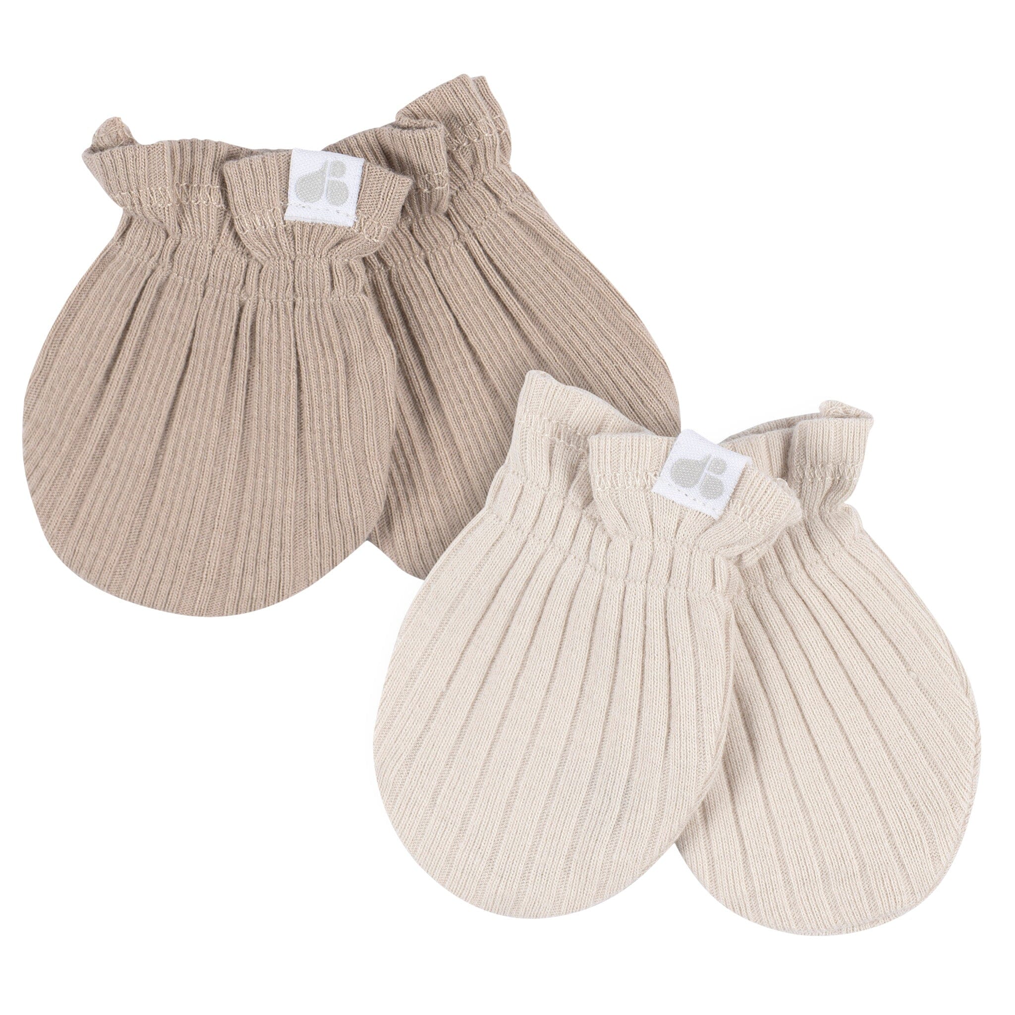 4-Piece Baby Neutral Tan Hat and Mitten Set - Image 3
