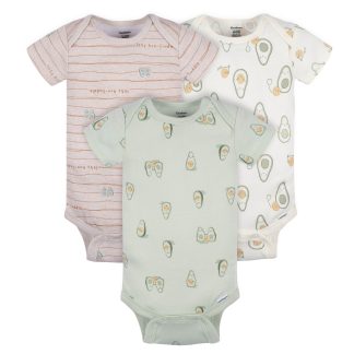 3-Pack Baby Neutral Avo-Cuddle Short Sleeve Onesies® Bodysuits