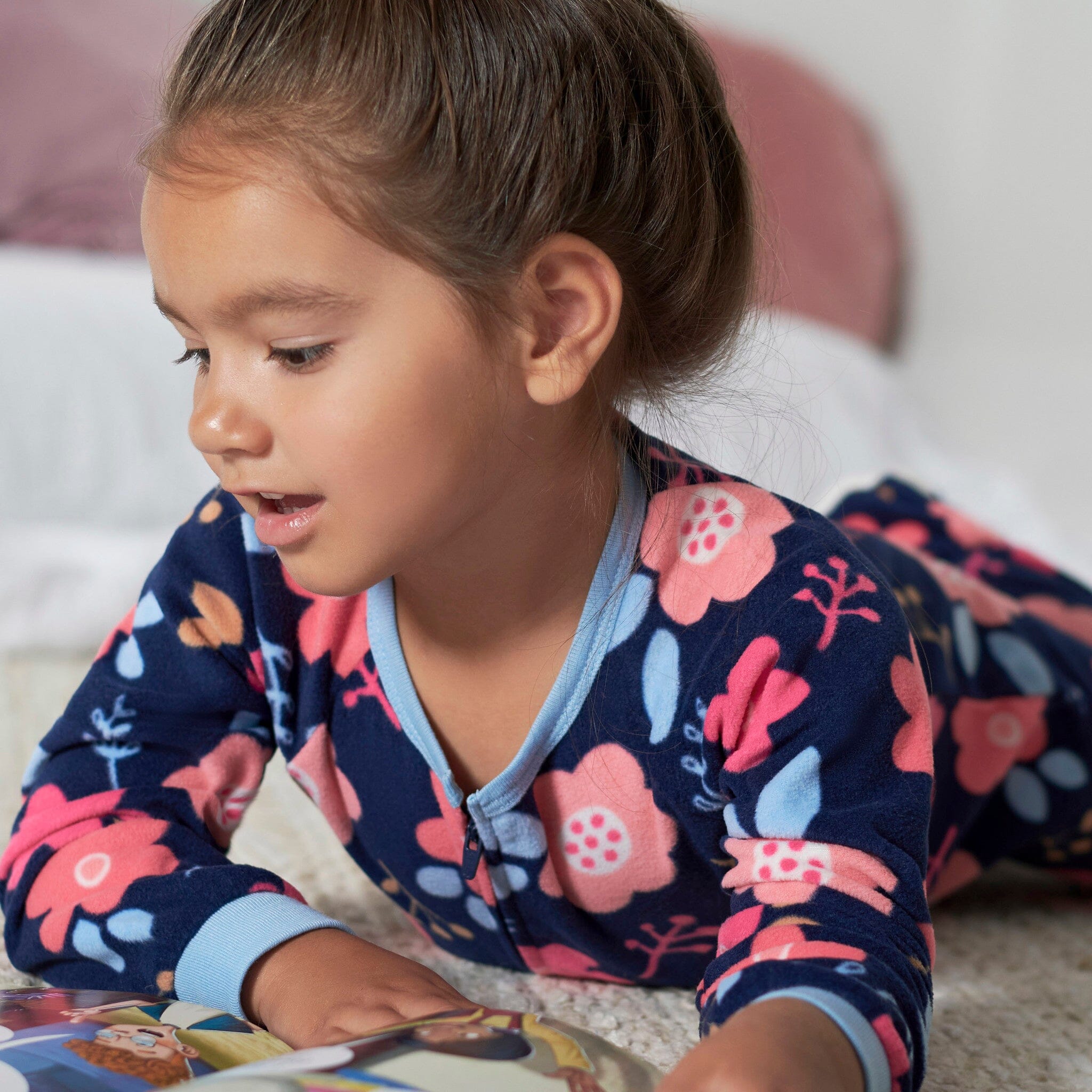 Baby Girls Floral Fleece Footed Pajamas, 24M - Image 2
