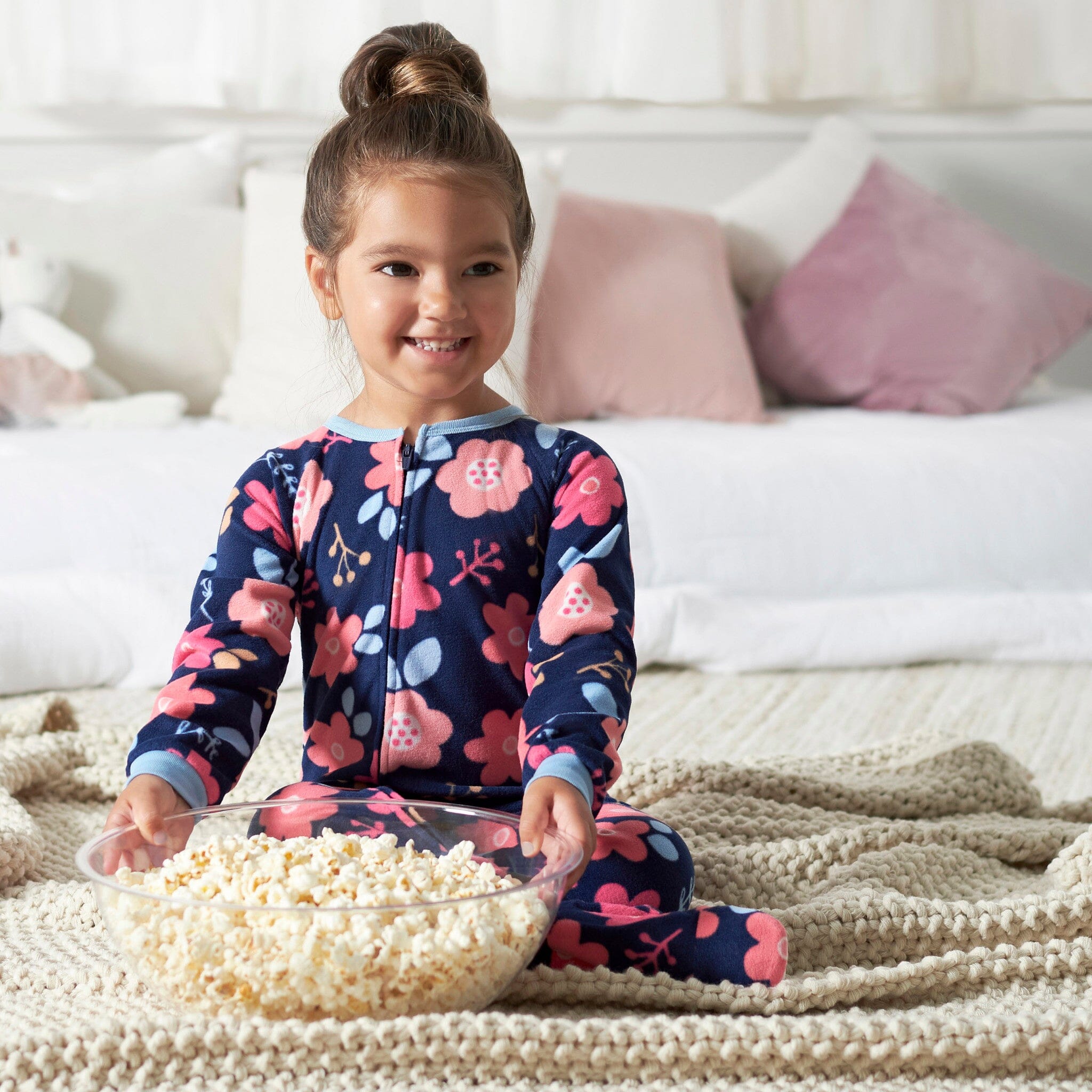 Baby Girls Floral Fleece Footed Pajamas, 24M - Image 6