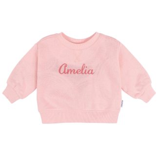 Embroidered Baby & Toddler Neutral Pink Crewneck Sweatshirt
