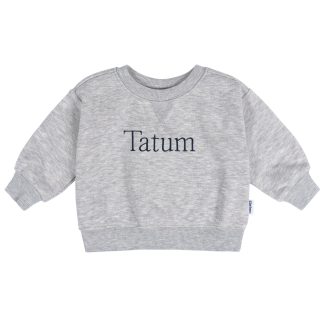 Embroidered Baby & Toddler Neutral Grey Heather Crewneck Sweatshirt