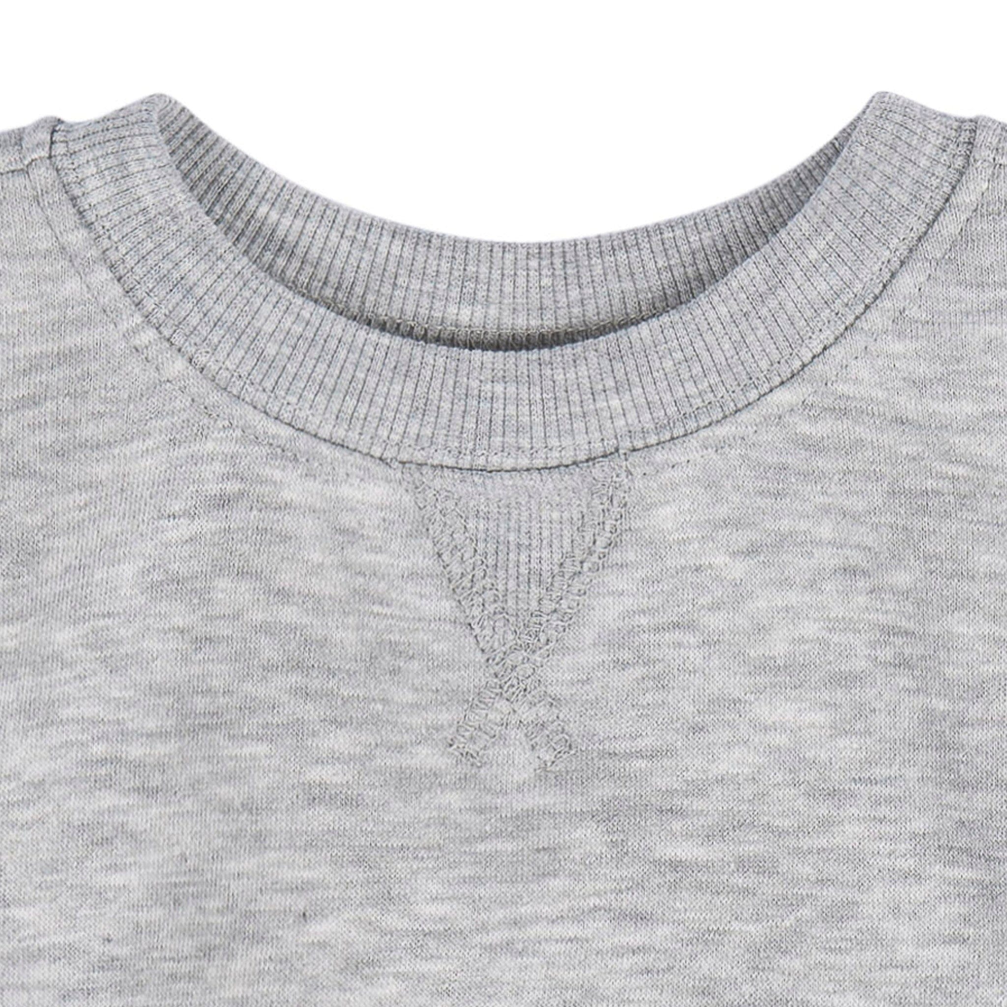 Embroidered Baby & Toddler Neutral Grey Heather Crewneck Sweatshirt - Image 3
