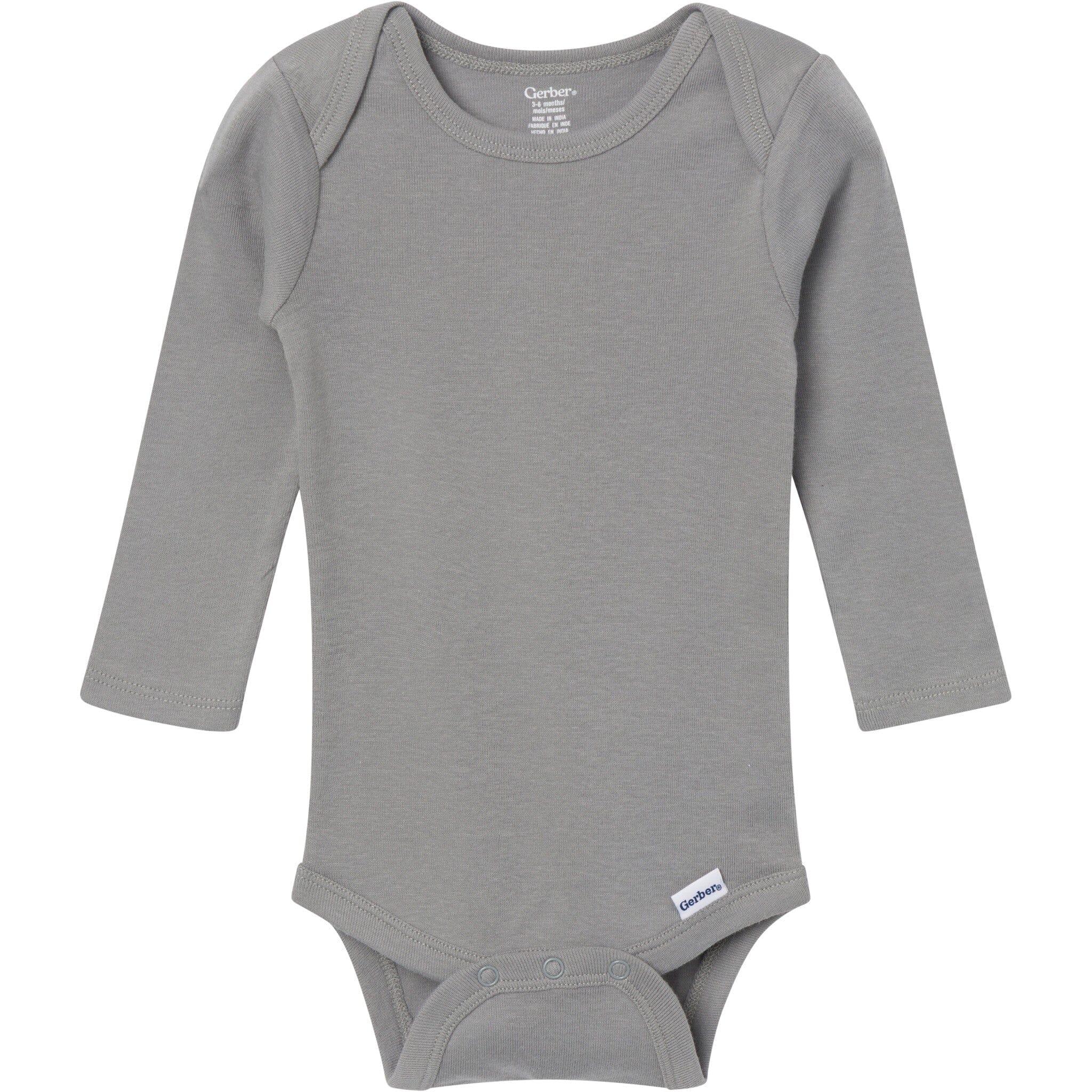 6-Pack Baby Neutral Gray, Black and Brown Long Sleeve Bodysuits - Image 3