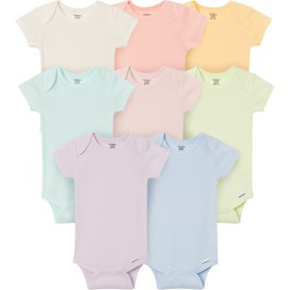 8-Pack Baby Girls Rainbow Short Sleeve Bodysuits