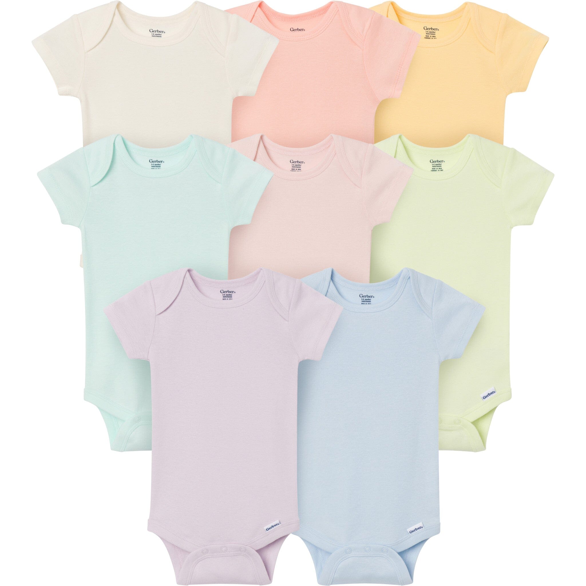 8-Pack Baby Girls Rainbow Short Sleeve Bodysuits