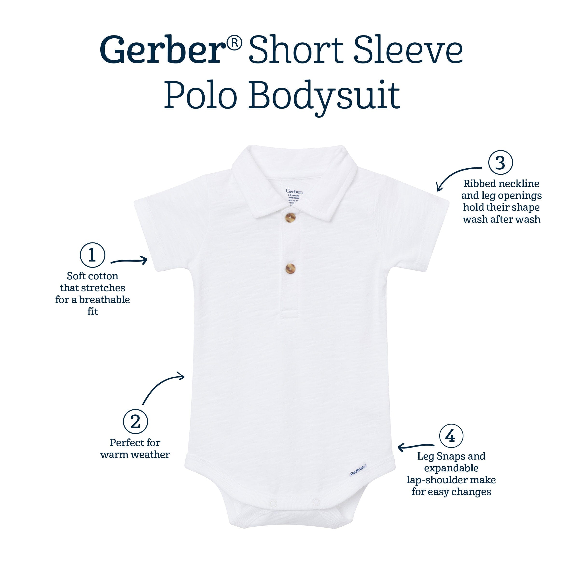 Baby Boys White Polo Bodysuit - Image 5
