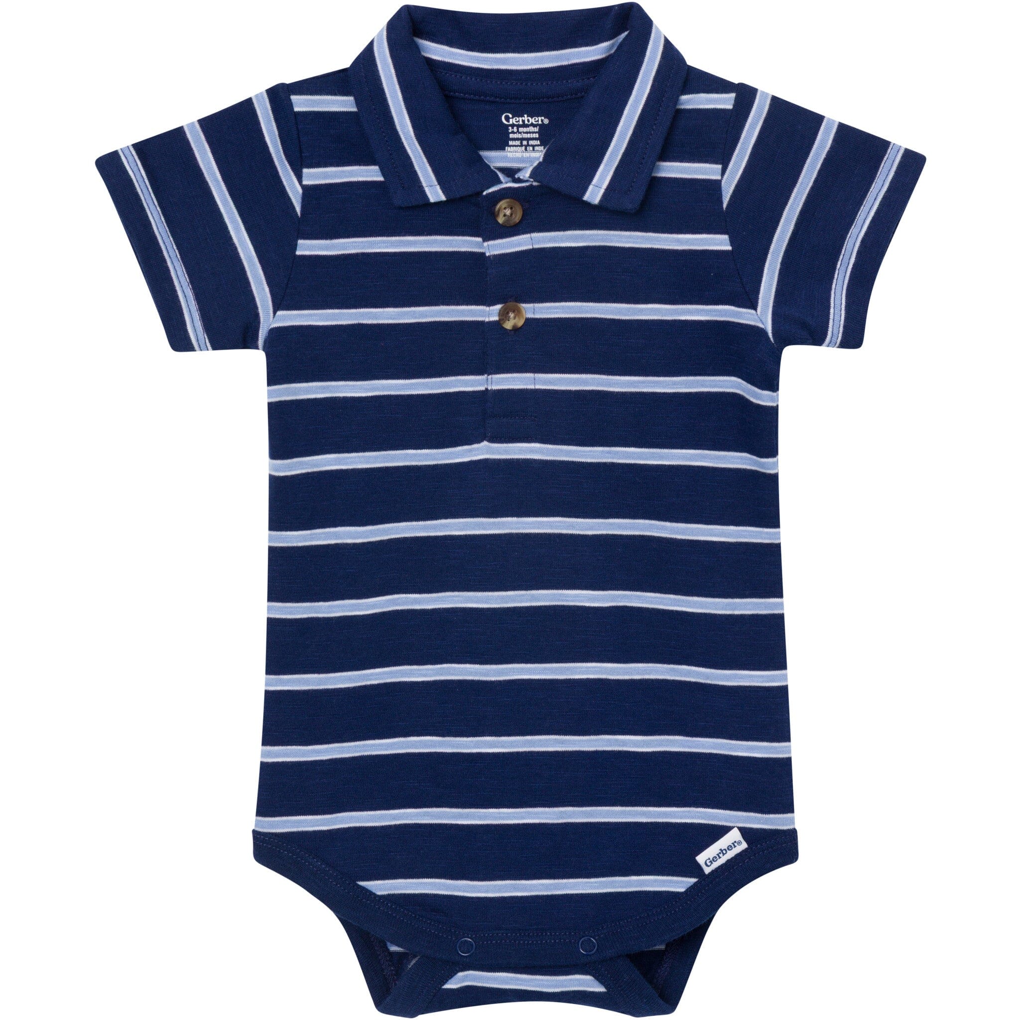 Baby Boys Navy Stripes Polo Bodysuit