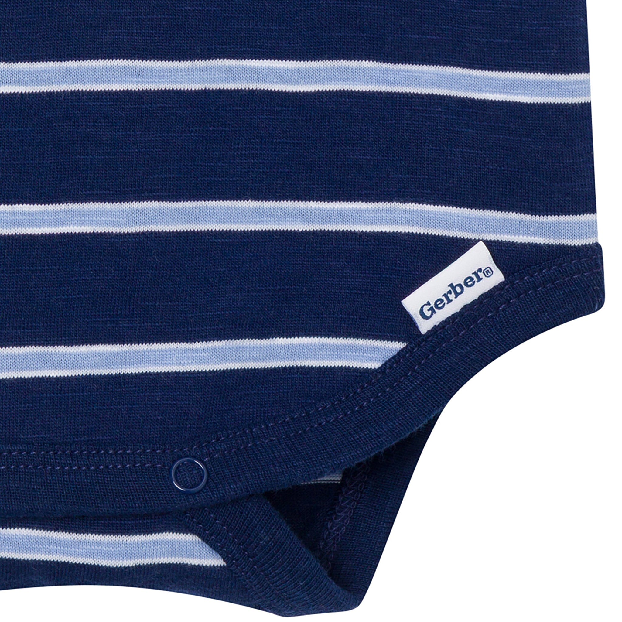 Baby Boys Navy Stripes Polo Bodysuit - Image 4