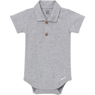 Baby Boys Gray Heather Polo Bodysuit