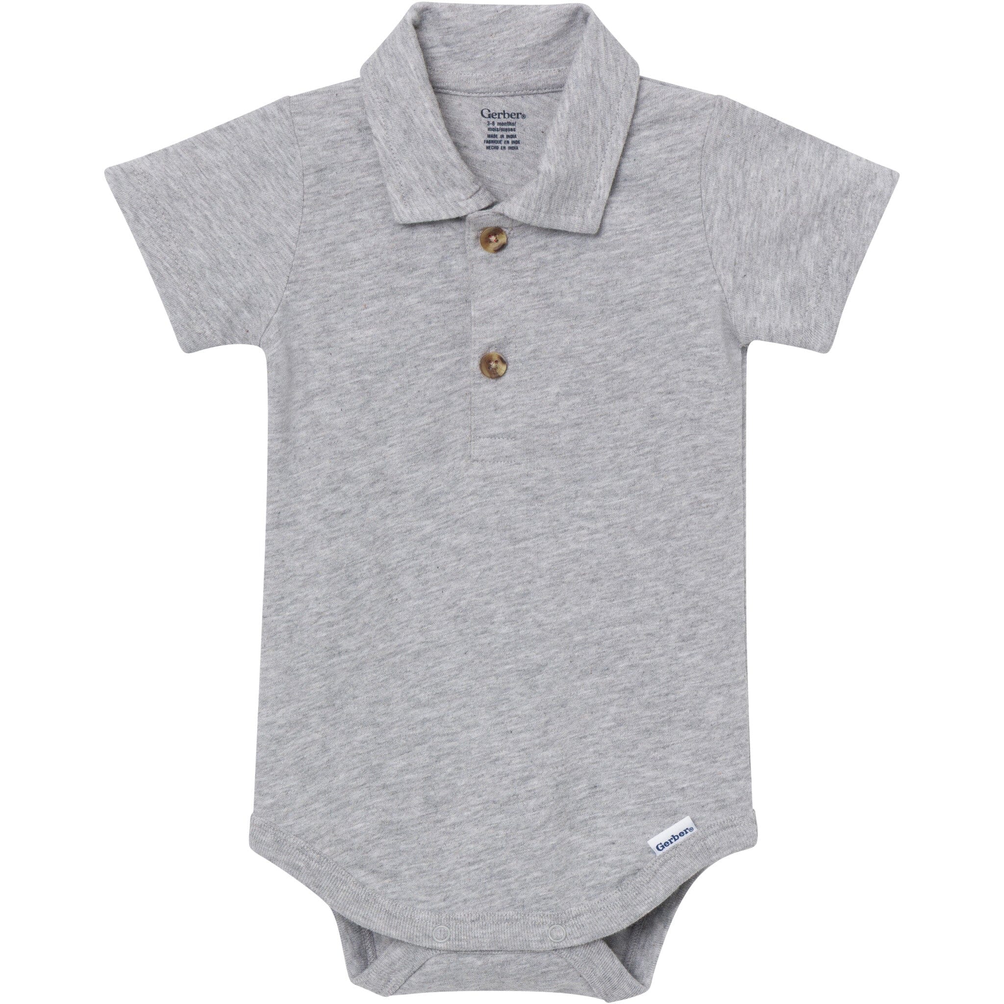 Baby Boys Gray Heather Polo Bodysuit