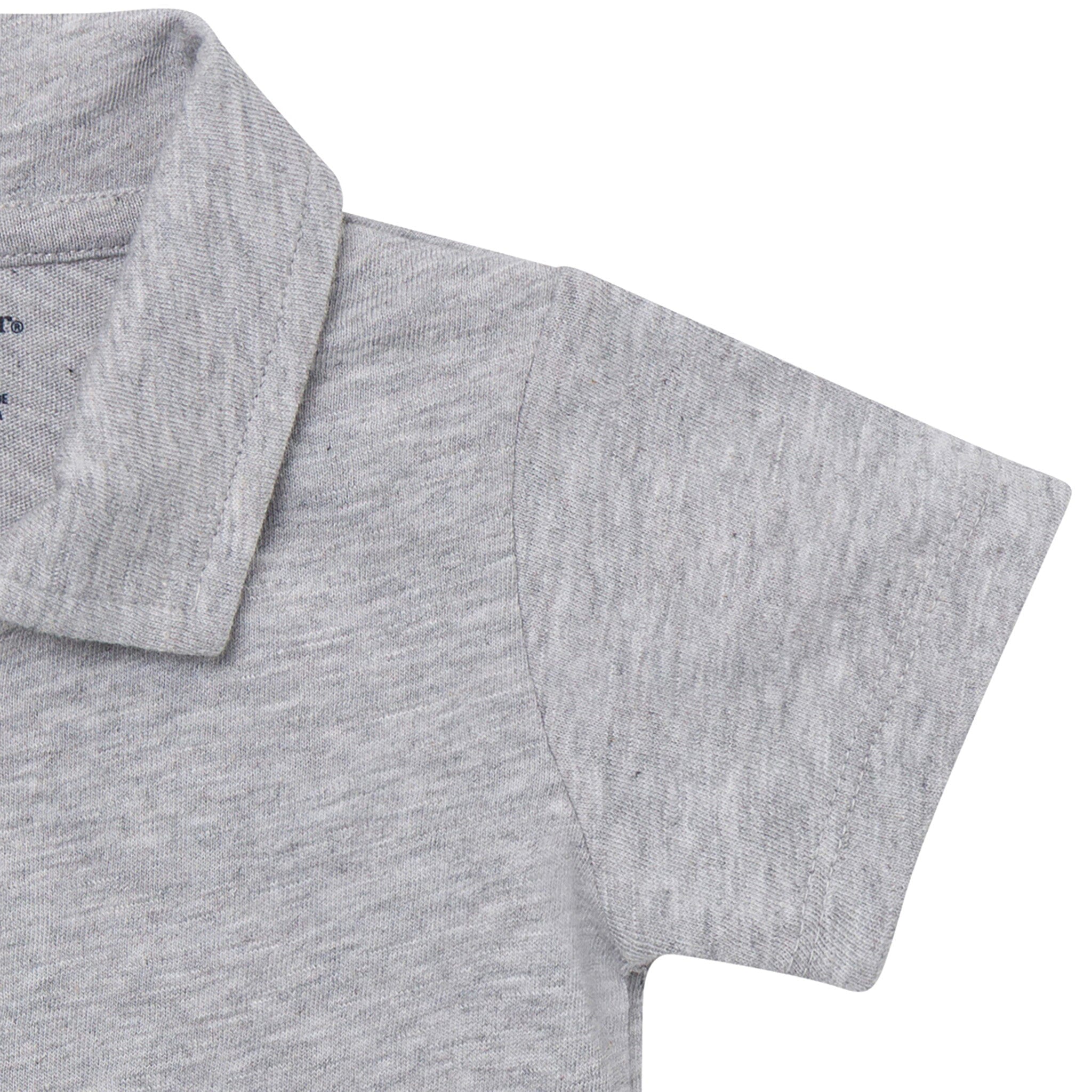 Baby Boys Gray Heather Polo Bodysuit - Image 3