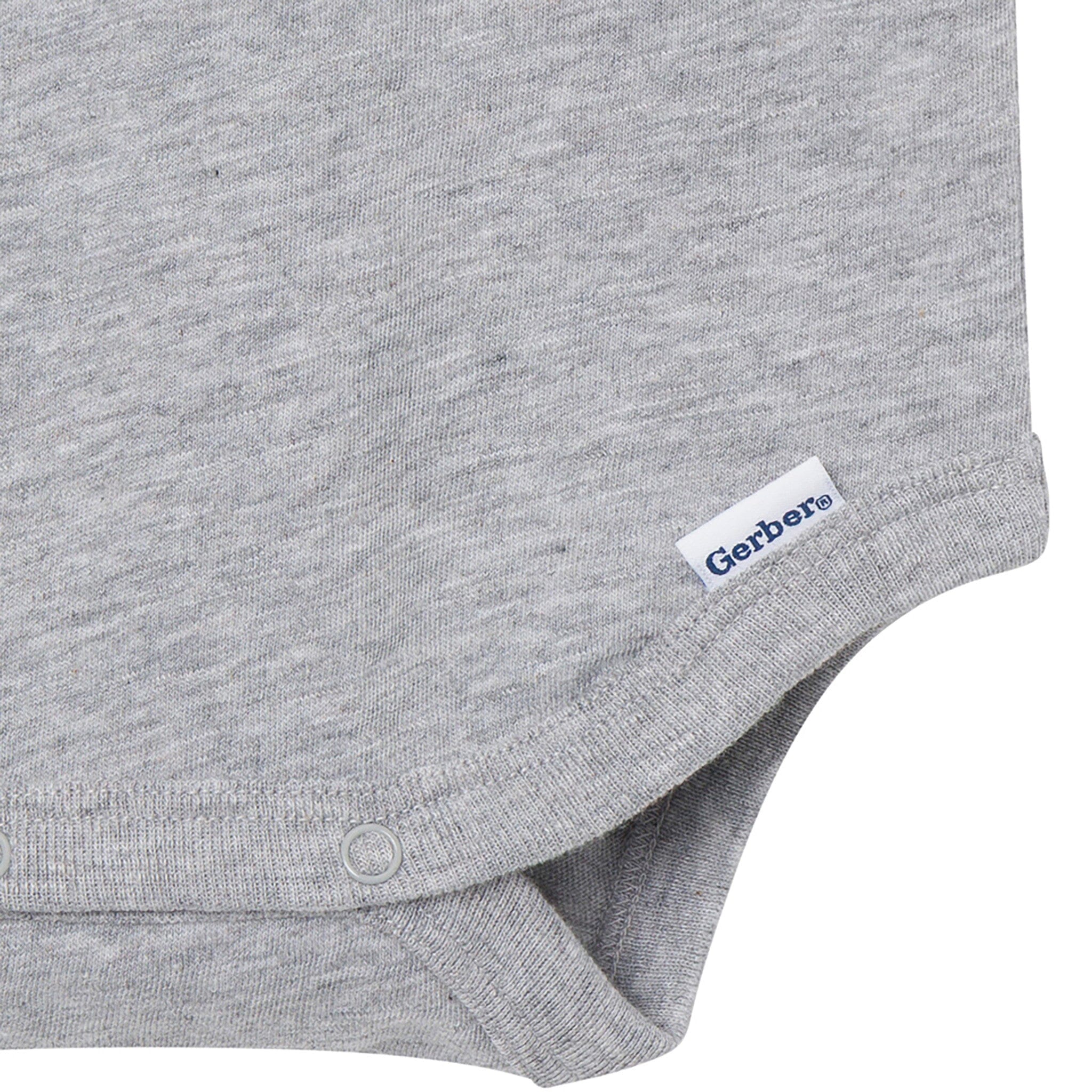 Baby Boys Gray Heather Polo Bodysuit - Image 4