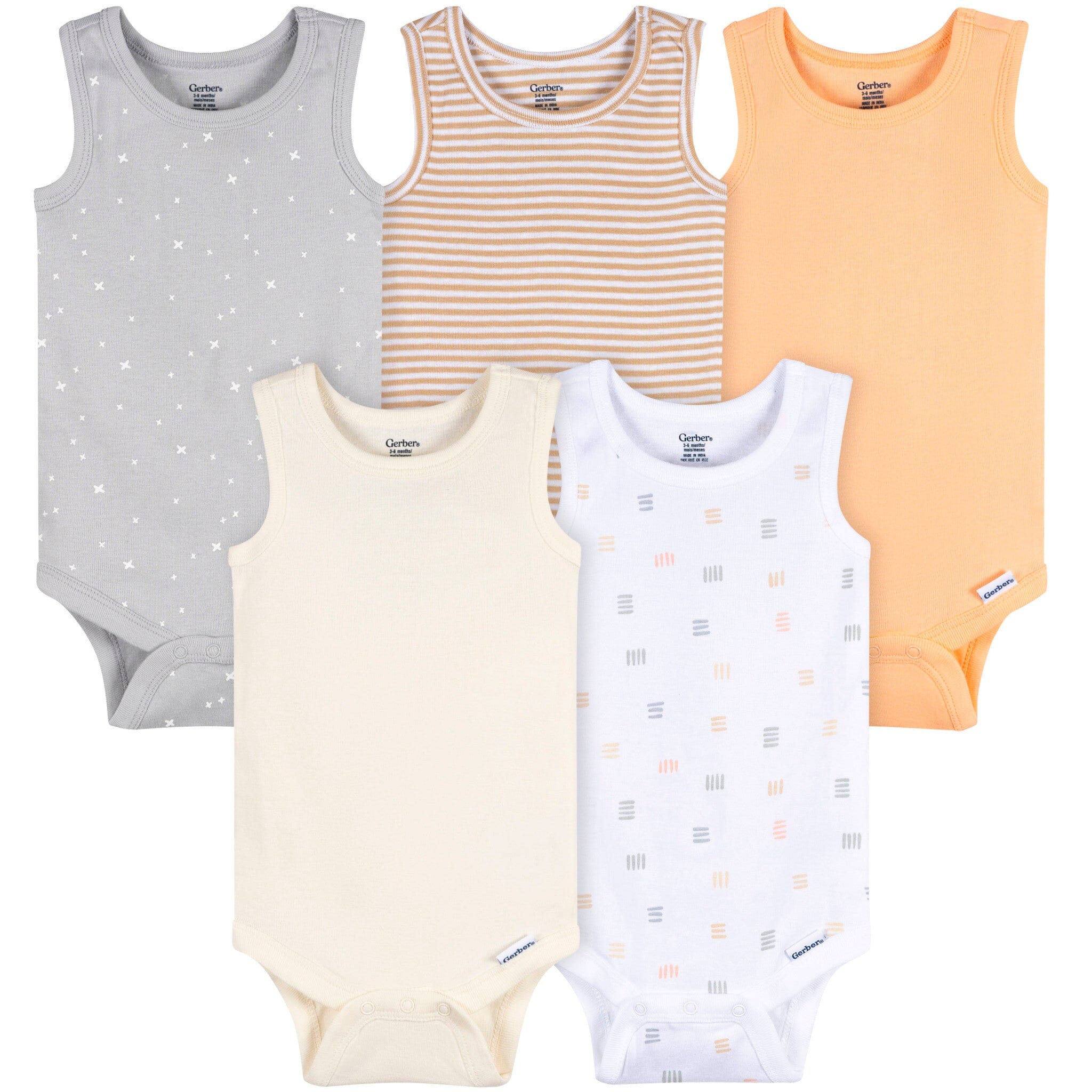 5-Pack Baby Neutral Earthy Neutrals Sleeveless Bodysuits
