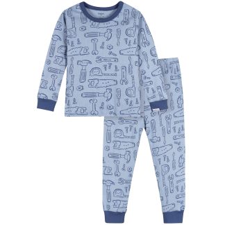 2-Piece Infant & Toddler Boys Blue Tools Cotton Pajama Set