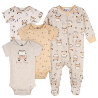 4-Pack Baby Neutral Road Trip Onesies® Bodysuits and Sleep 'N Play
