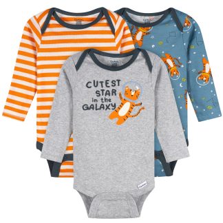 3-Pack Baby Boys Cutest Star Long Sleeve Onesies® Bodysuits