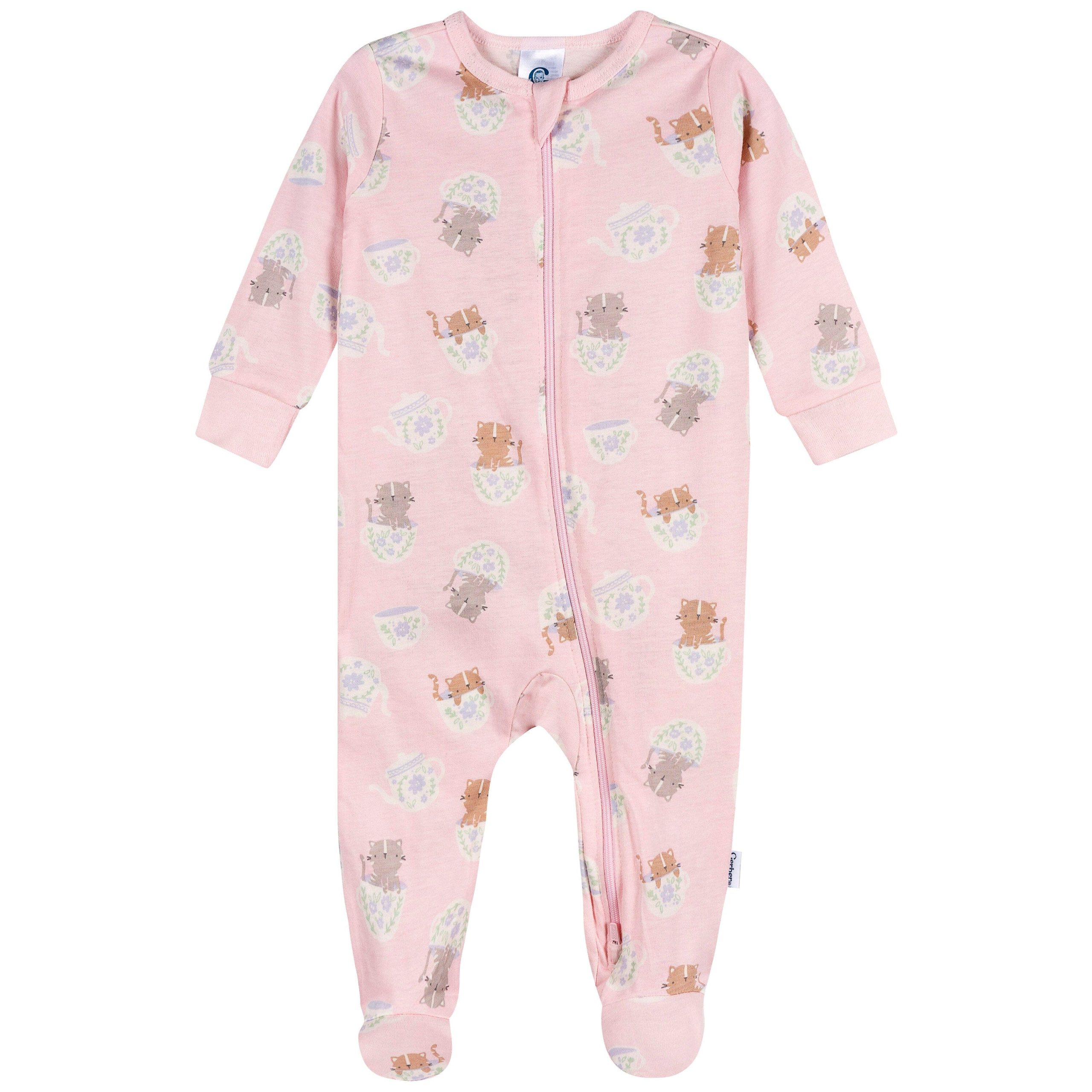 4-Pack Baby Girls Teacup Kittens Onesies® Bodysuits and Sleep 'N Play - Image 2