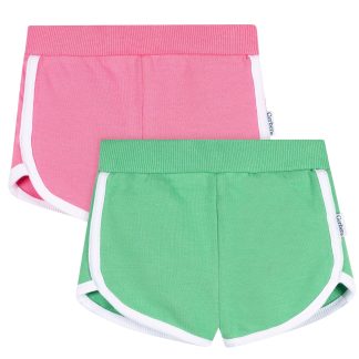 2-Pack Baby & Toddler Girls Green & Pink Knit Dolphin Shorts