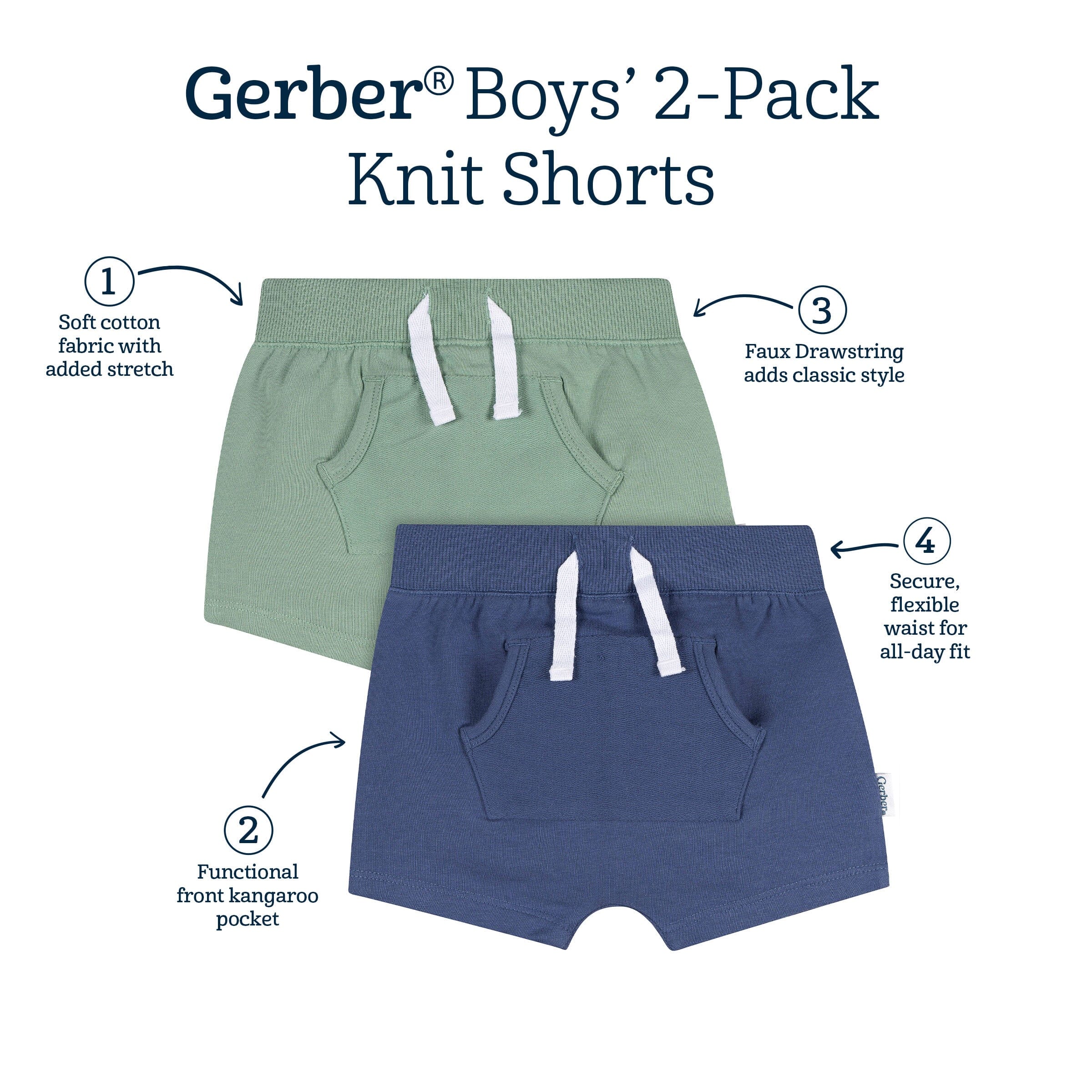 2-Pack Baby Boys Blue & Green Shorts - Image 12