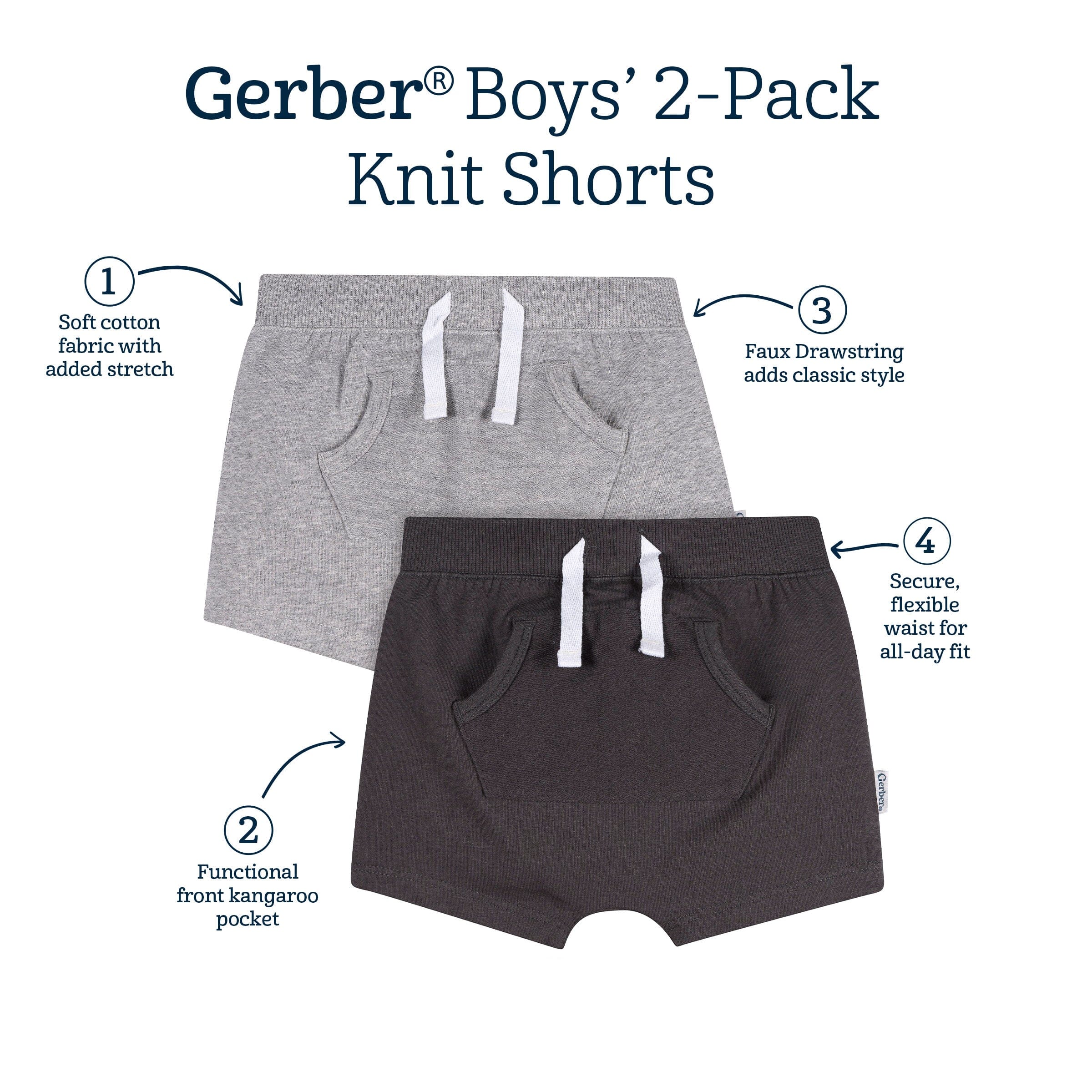 2-Pack Baby Boys Gray Shorts - Image 10