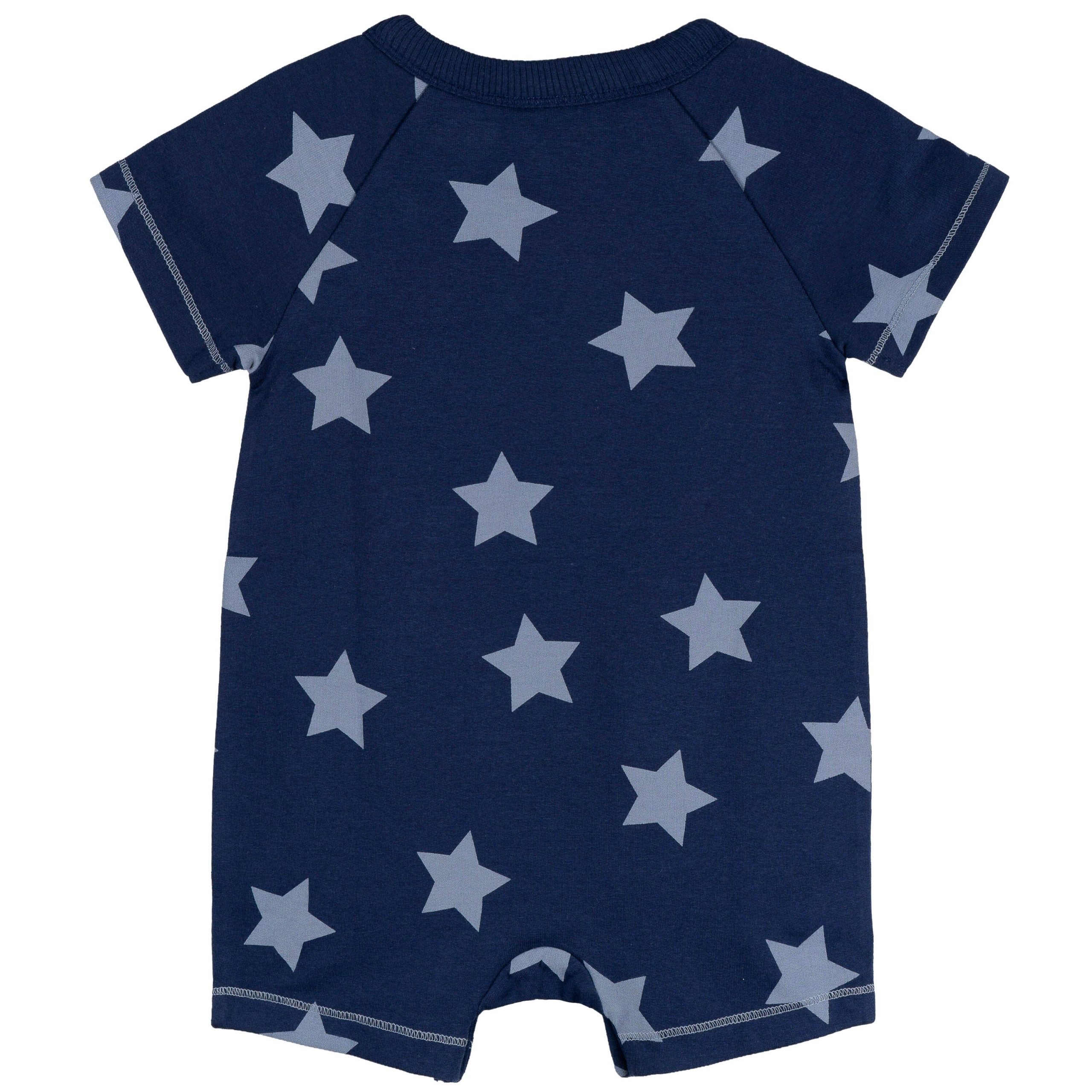 Baby Boys Navy Stars Kangaroo Pocket Romper - Image 2