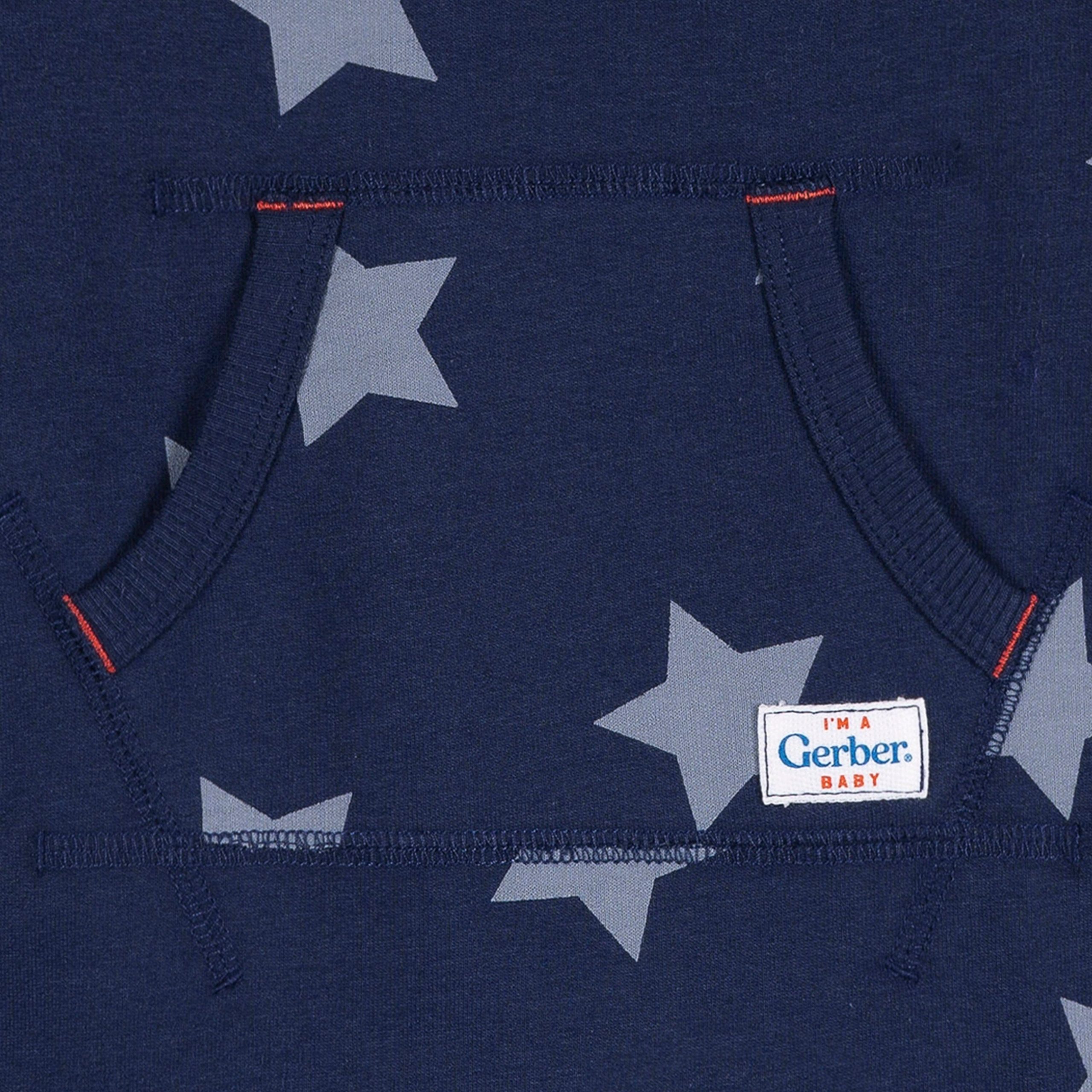 Baby Boys Navy Stars Kangaroo Pocket Romper - Image 4