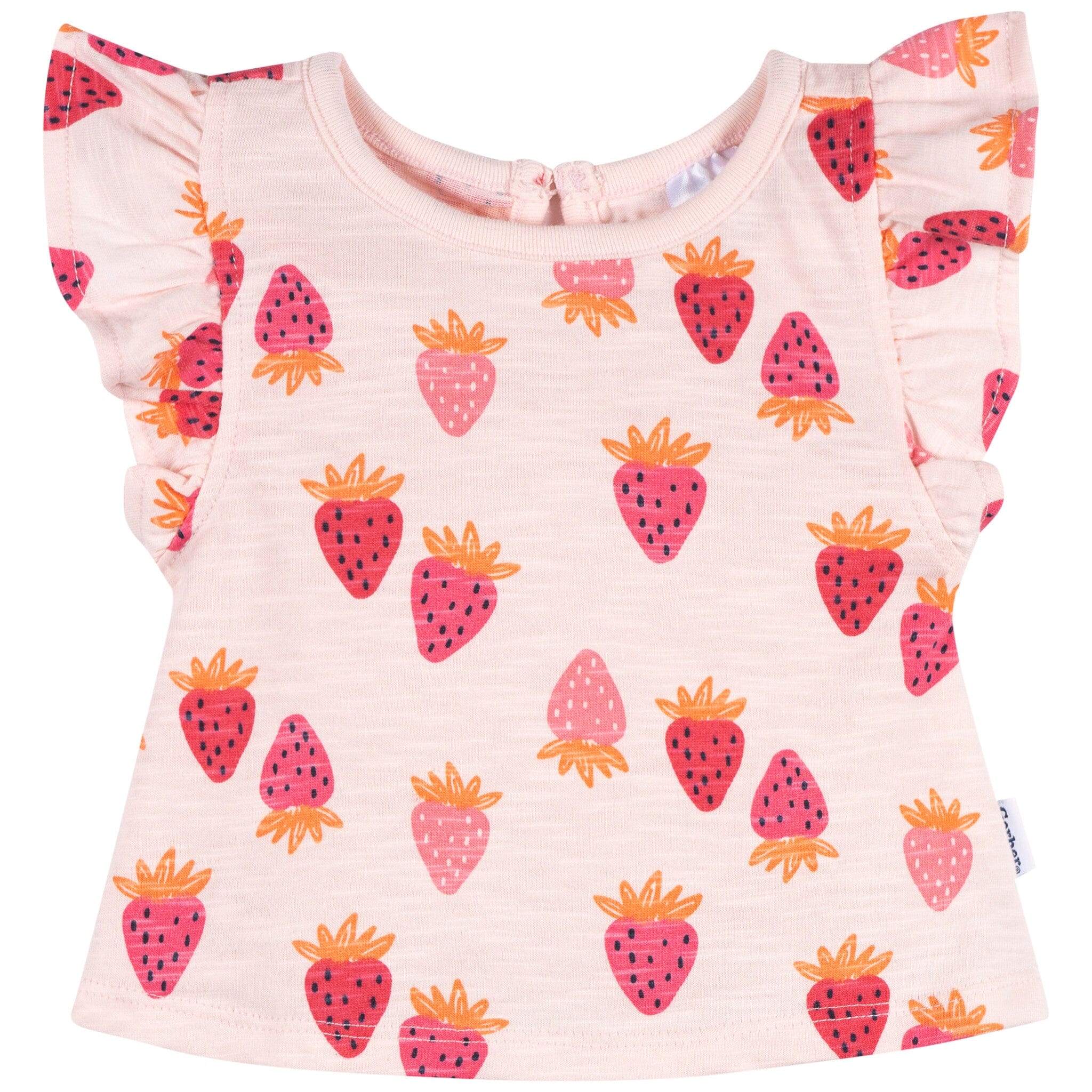 3-Pack Baby & Toddler Girls Pink Strawberries Short Sleeve Shirts - Image 2